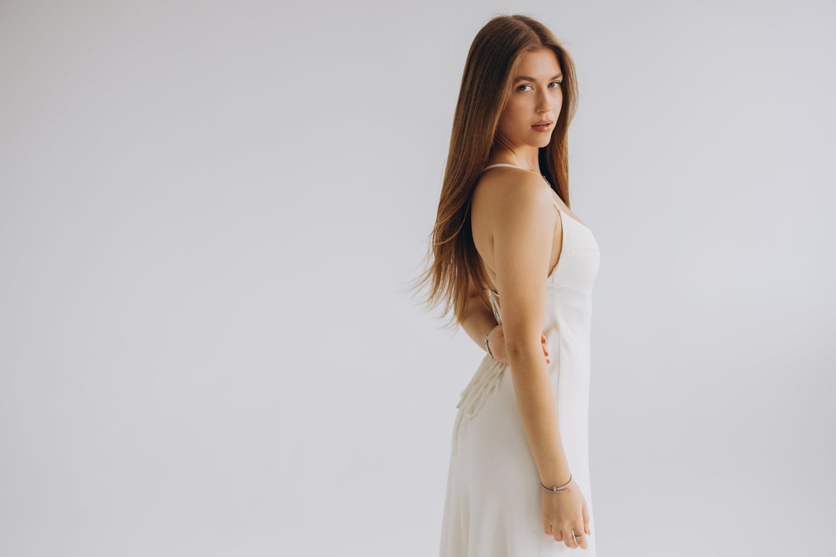 One-Shoulder Ivory Dress